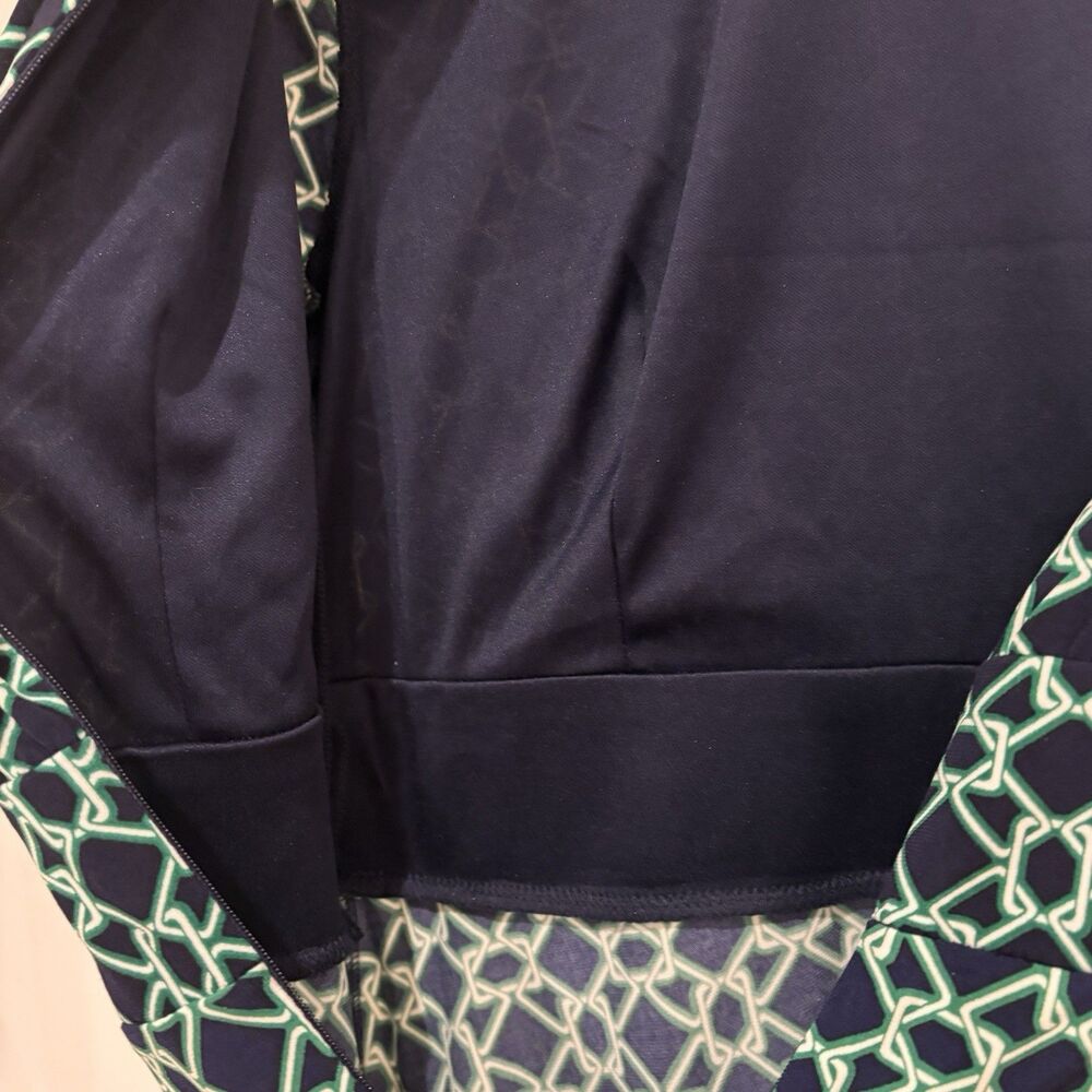 London Times Dress Women's Size 6P Petites Navy Blue Green Printed A-Line NWT - Picture 7 of 12